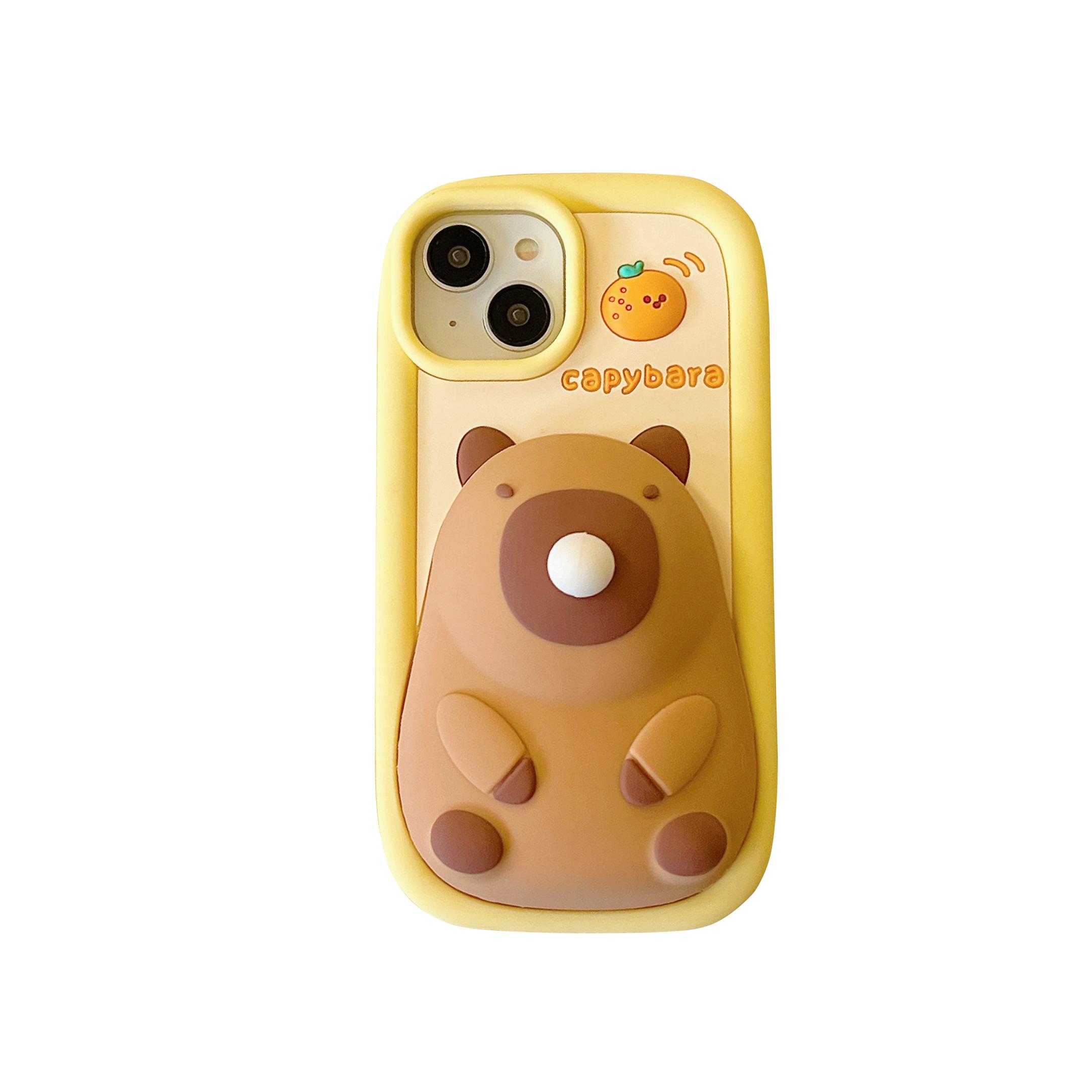 

Decompression, 3D Cute Cartoon Blow Bubbles Capybara, Soft Silicone Phone Case Back Cover For iPhone 11 12 13 14 15 16 17 Pro Max Phone Model Fit For iPhone 11 жёлтый/коричневый
