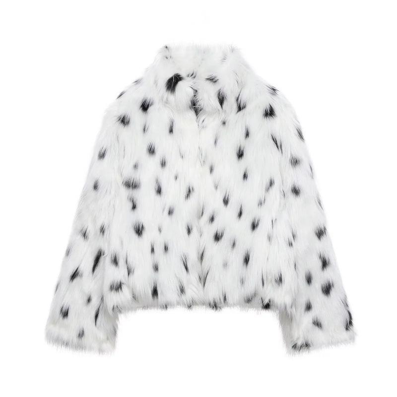 Europe, America, autumn and winter Mao Mao environmental protection artificial hair fox hair leopard print fur coat women's short jacket coat