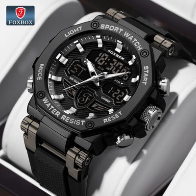 LIGE X FOXBOX Fashion Sports Men's Watch LED Digital Clock Silicone Waterproof Military Watch
