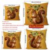 Embroidered Style Squirrel Floral Throw Pillow Covers Pattern Cushion Cover Suitable For Sofa Bedroom Car Pillow Cover
