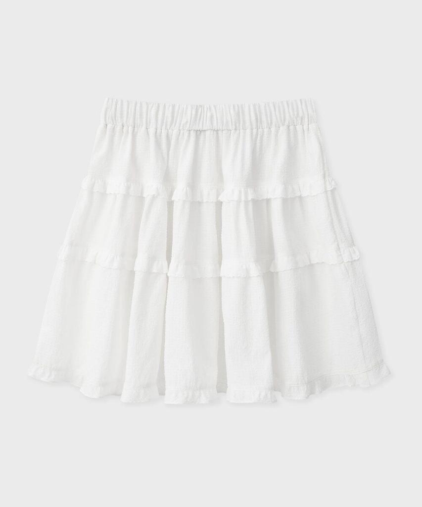 FALLETT Tiered Mini Skirt White