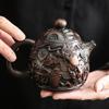 Rotating upside-down aircraft kettle fully carved handmade purple pottery teapot Kung Fu tea set Fengming kettle Xishi teapot