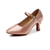 Satin Women Modern Dance Shoes Close Toe Waltz Latin Modern Tango Non-slip Breath Shoes for Girls Ladies Heeled 7.5CM