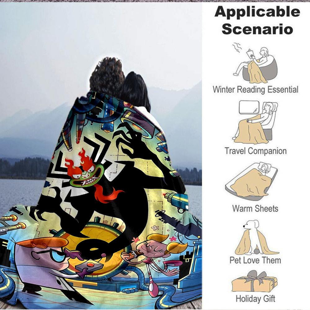 1 Stück Dexter's Labor Gemütliche Print-Decke Leichte Warme Flanell-Kuscheldecke Für Sofa, Bett, Wohnzimmer