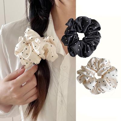 1 Stück Seiden-Scrunchies für Haare Simulationsseide Tupfen Großdarm Haarring Sanft Retro Kopfseil Haarschmuck
