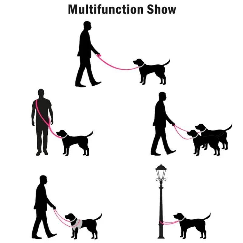 2.5cm Nylon Hand Free Dogs Leash Walking Training Lead Police Style Control Dog Lead Leash Small Dog Chain Safety Pet Leashes