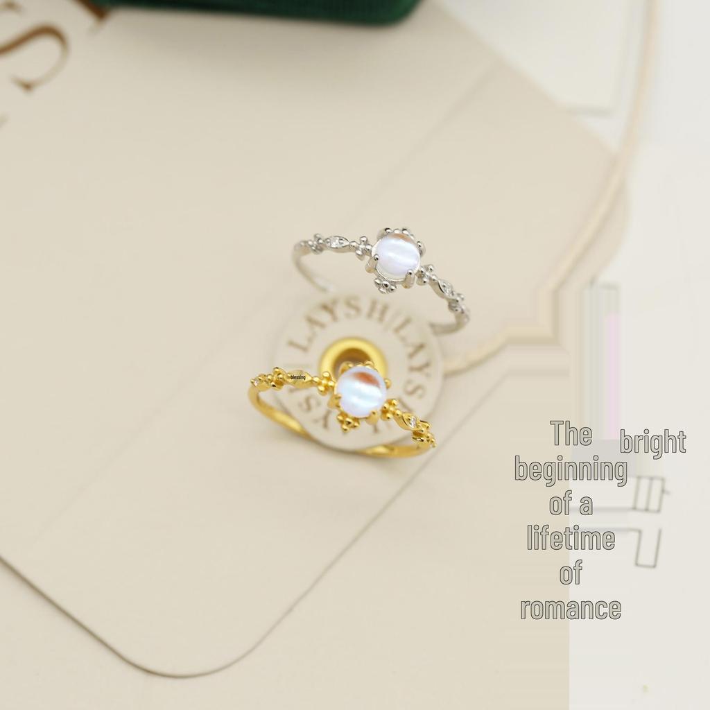 S925 Sterling Silver Moonstone Women's Ring - Light Luxury Niche Design