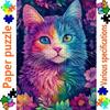 1000pcs Large Adult Jigsaw Puzzle, Multiple Specifications Available, Vibrant Rainbow Cat & Flowers Art Design, Cardboard Material, Ideal for Family &