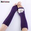Botvotee Fingerless Gloves Sleeves for Women Y2k Accessories Arm Warmers Winter Embroidery Cute Knit Fashion Hands Free Gloves