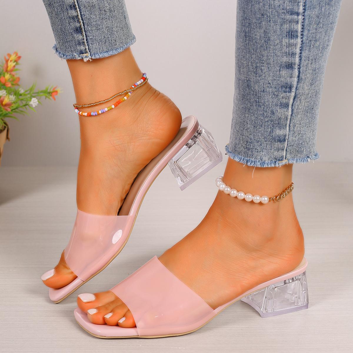 

Летние новые тапочки женские трендовые сексуальные туфли большого размера с квадратным носком на тонком каблуке женские повседневные босоножки на высоком каблуке zapatos 35