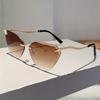 Rimless Cat Eye Sunglasses Women  New Stylish Vintage Gradient Casual Shades Trendy Luxury Brand Design Sun Glasses