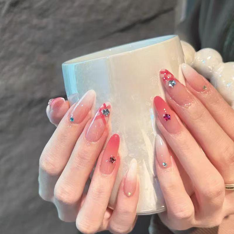 Super Flash Style: High-Class Aura Cat Eye Handmade Nail Tips for Young Ladies
