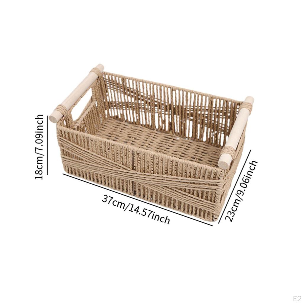 Basket for Closet, Toilet Paper Container, Wooden Handle Cosmetics And Fruit