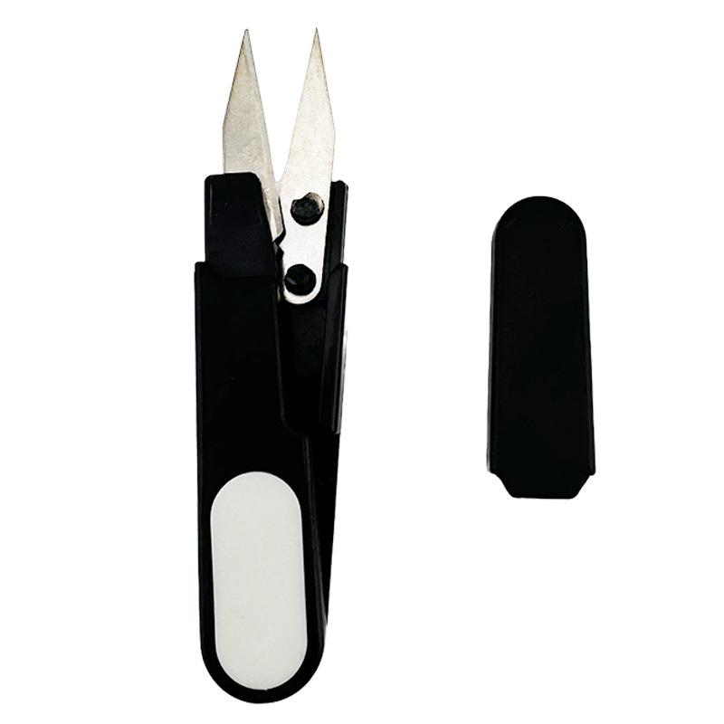 Compact Thread Scissors with Protective Cover Mini Cross Stitch Snips U-Shaped Fishing Line Cutter Portable Sewing Tool One Size