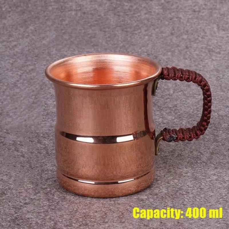 Braided Handle Copper Mug for Beer Milk and Juices with Comfortable Grip Drinking Cup Kitchen Essential