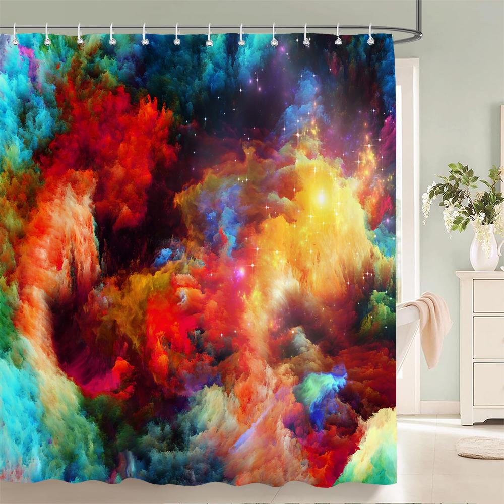 Colorful Abstract 3D Printed Bath Curtains Waterproof Polyester Fabric Washable Bathroom Bathtub Shower Curtain With Hooks