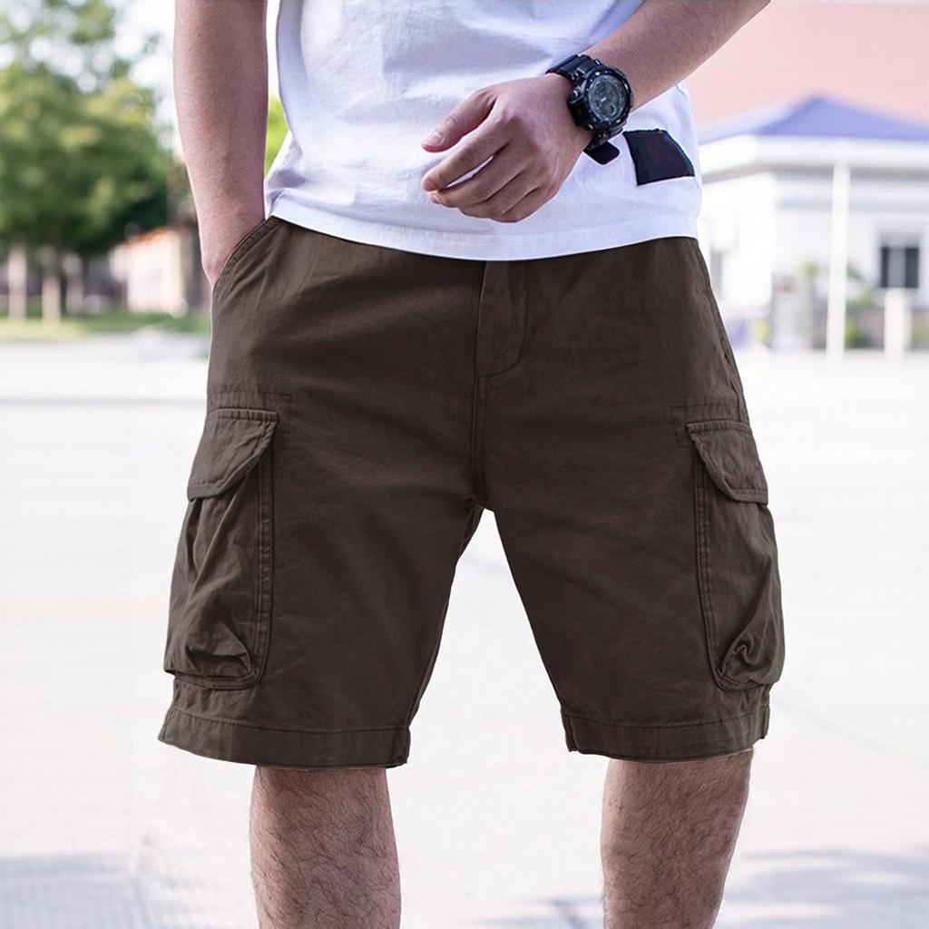 Men's Summer Multi-Pocket Cargo Shorts Men's Casual Fashion Color Loose Cargo Shorts
