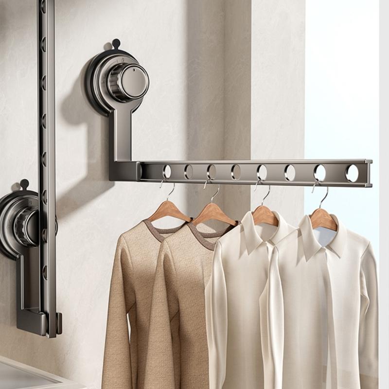Secure Suction Cup Hanger Drying Rack Durable Aluminum Clothes Hanger For Balcony Or Bathroom Without Damaging Walls
