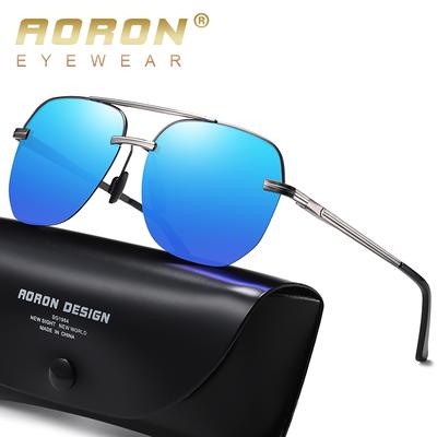 aoron Metal Half Frame Fashion Polarized Sunglasses for Men Women Outdoor Fishing Driving Cycling Glasses Anti Glare UV400 Eyeglasses