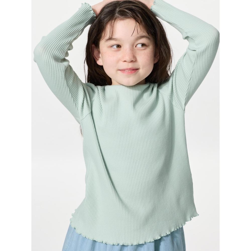 Uniqlo Japan Girls Ribbed Crew Neck T shirT