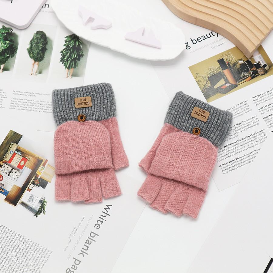 Zimní bezprsté rukavice s odklápěcím vrškem v korejském stylu - Unisex, kreslený design, kompatibilní s dotykovou obrazovkou, ideální pro psaní a ťukání