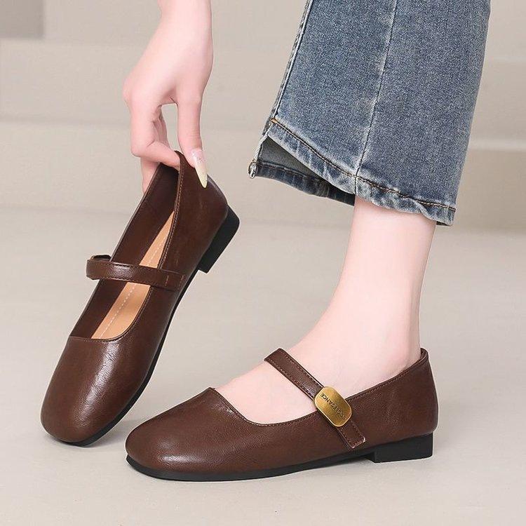 Fashion Versatile Small Leather Shoes Women's Retro Mary Jane Shoes 2026 Spring and Autumn New Low-heeled Soft-soled PU Commuter Shoes