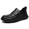 European Station Crooked Head Leather Shoes Men's 2025 Autumn New Platform Loafers Men's Casual Foot Shoes Doudou Tide