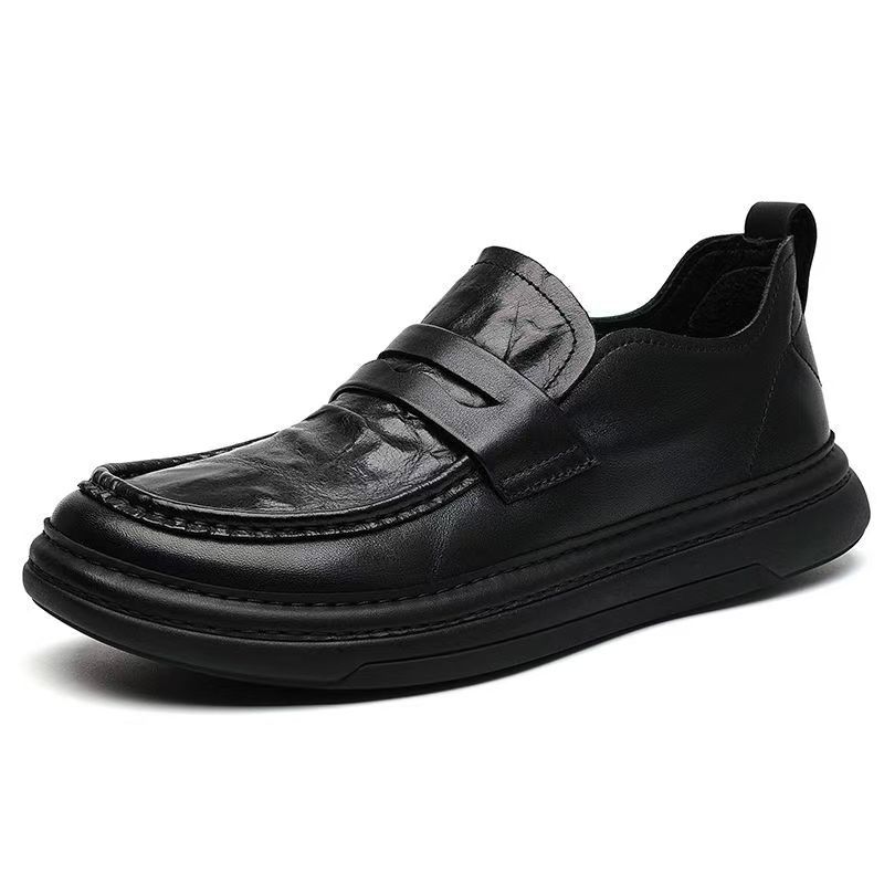 European Station Crooked Head Leather Shoes Men's 2025 Autumn New Platform Loafers Men's Casual Foot Shoes Doudou Tide
