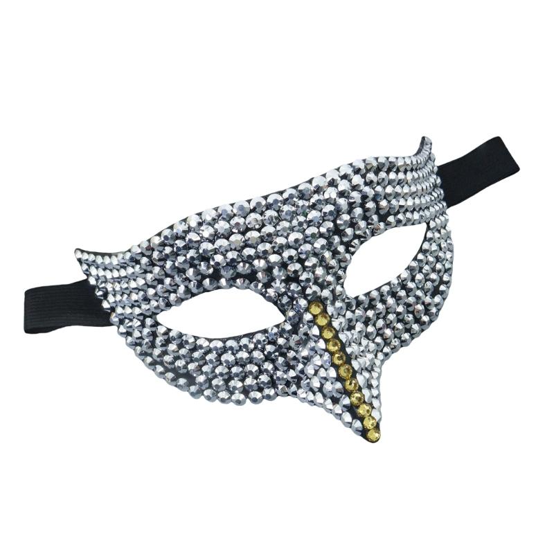 Rhinestones Masquerade Mask Half Face Mask Halloween Party Mask Masquerade Eye Mask For Men Women Masquerade Cosplay