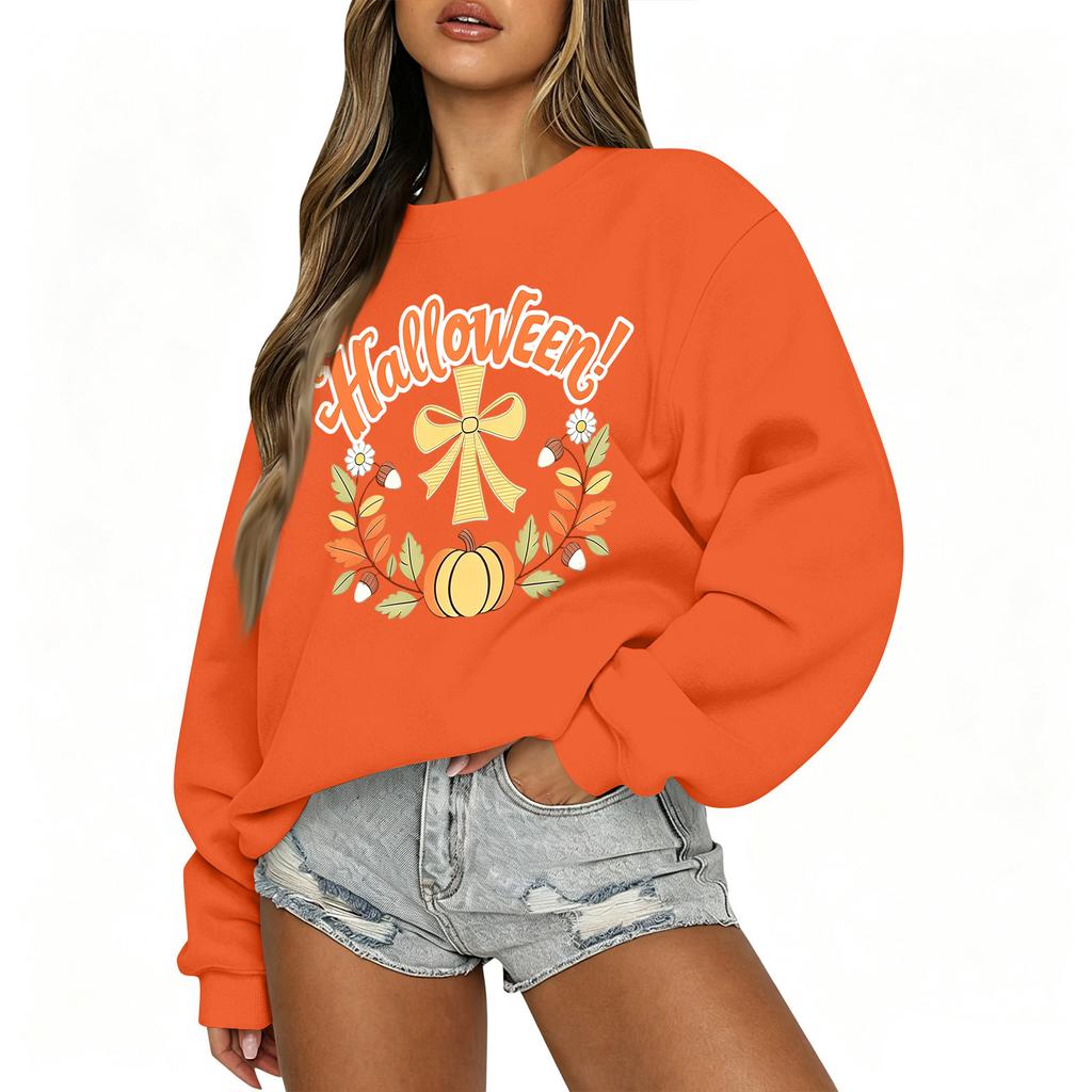 Women's Casual Long Sleeve Christmas Print Round Neck Top for Holiday Festive Wear