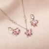 Fashion Crystal Heart Planet Pendant Necklace Earrings for Women Zircon Aesthetic Charm Clavicle Chain Party Jewelry