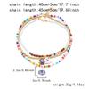 Halloween White Ghost Skull Pumpkin Pendant Necklace Colorful Rice Beaded Multi-Layer Choker Gothic Party Jewelry For Women Men