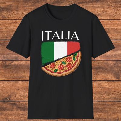 Italia T- Shirt, Italian Flag Pizza Design, Italian Heritage Gift, Italian Travel