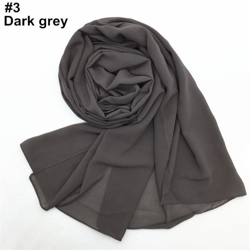 Chiffon Hijab Women Muslim Headscarf Scarf Rectangle Hijab Supplier Custom Logo 70X180Cm темно серый
