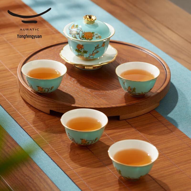 Yongfengyuan Madam Porcelain West Lake Blue 7-Piece Tea Set