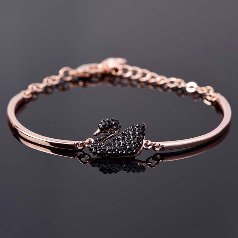 Luxury Zircon Charm Bracelet Jewelry Accessories for Women's Party Gifts Fashion Gold Rose Gold Swan Bangle
