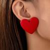Women's Stud Earrings, Red Large Heart-Shaped Earrings, Suitable for New Year and Valentine's Day Wear