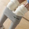 Winter Fleece Lined Leggings Women Tight Ankle Pants Gray Ribbed Slimming Sherpa Thick Warm Cotton Trousers