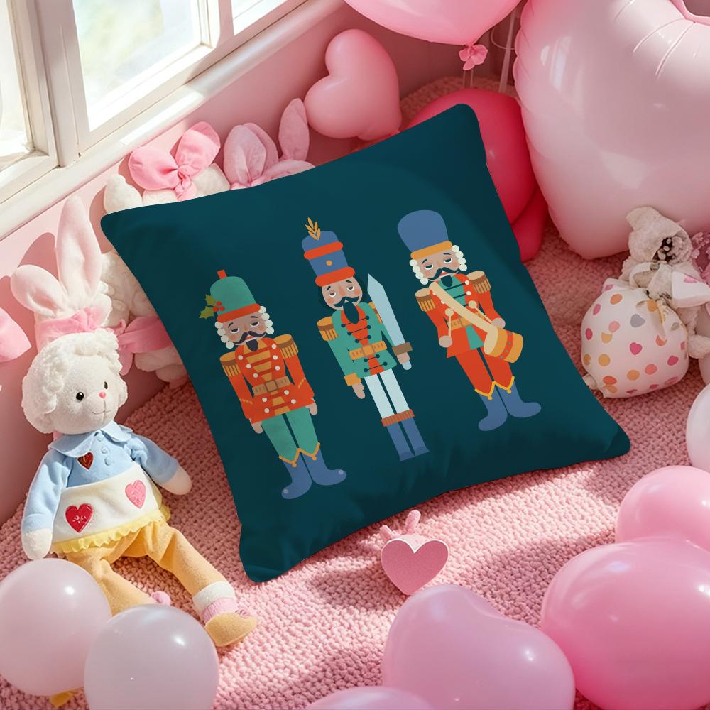 Nordic Nutcracker Soldier Toy Cushion Cover Pattern Printed Pillowcase for Living Room Sofa Cushion Cover & Bedroom Decor