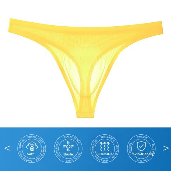Men Thong Low-rise Solid Color Slim Fit Panties 3D U-Convex Breathable Smooth Lines Comfortable Waistband Briefs