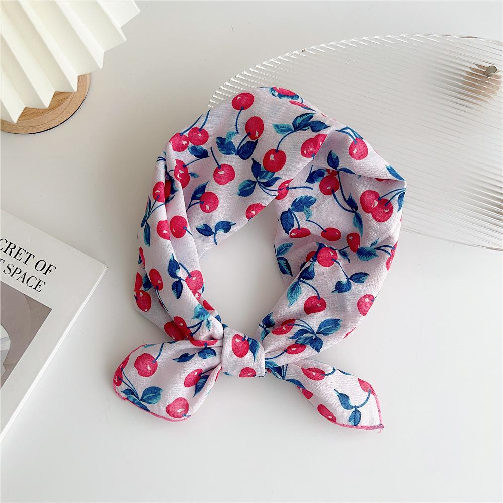 Cotton And Linen Small Square Scarf Silk Scarf Women'S Spring And Autumn New Style Artistic And Versatile Fashionable Temperament Headband Scarf