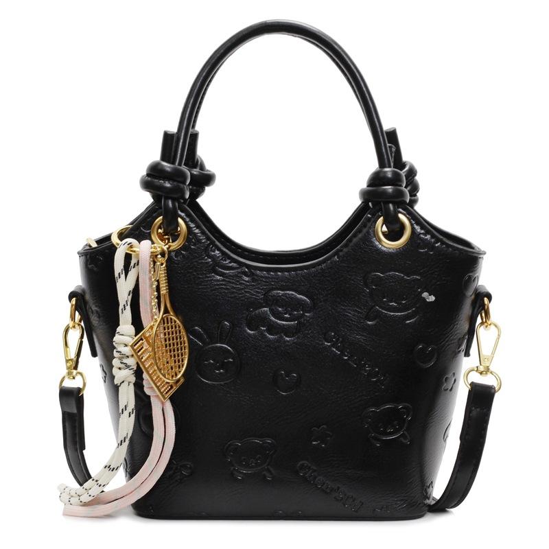 2025 new niche embossed fashion personalized portable bucket bag high-end commuter versatile women's messenger bag