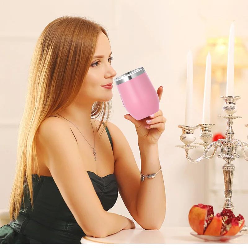 12oz Eggshell Wine Glass Stainless Steel Thermos Bottle Beer Mugs Thermal Cup for Beers Insulated Coffee Cup Travel Tumbler