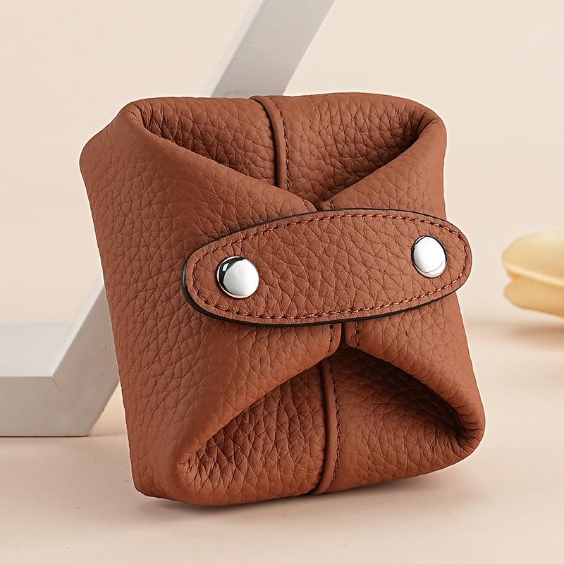 Dámská peněženka na mince a sluchátka z pravé kůže: Měkké, stylové úložiště na drobné, rtěnku a další.