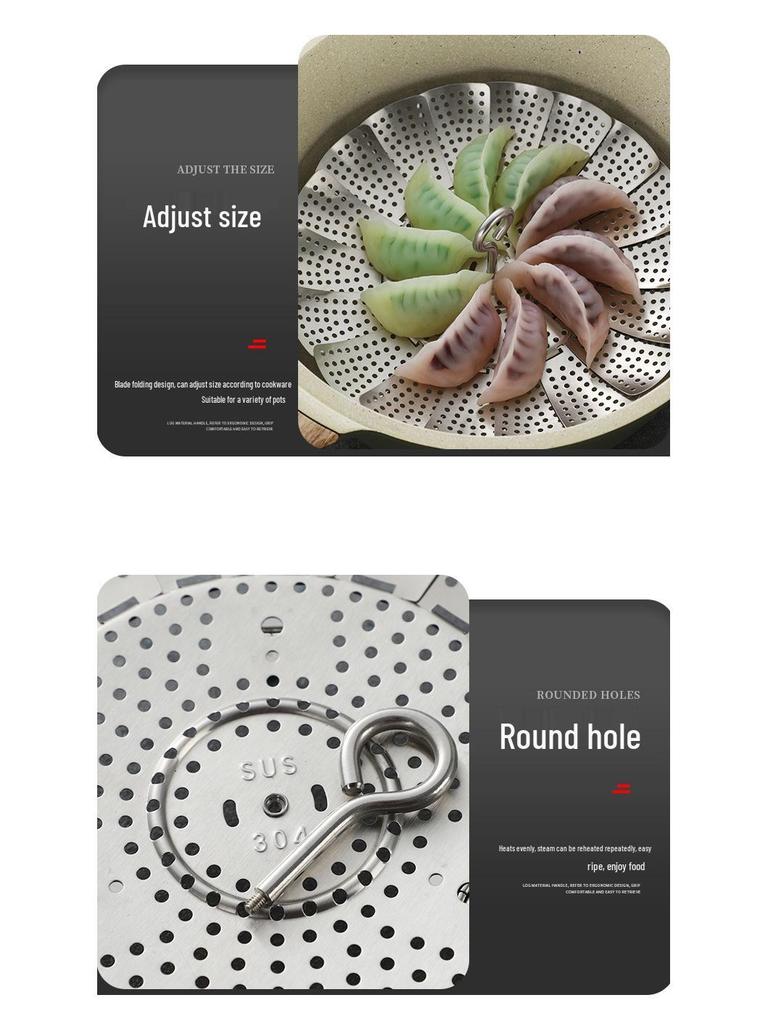 Klappbarer Dämpfeinsatz aus Edelstahl 304 - Platzsparend, Multifunktional, Teleskop-Dampfgarer und Abtropfkorb.