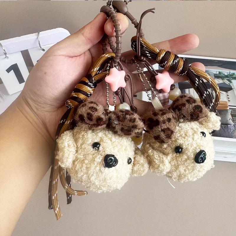 Cute Bow Plush Bear Keychain and Phone Charm Accessory