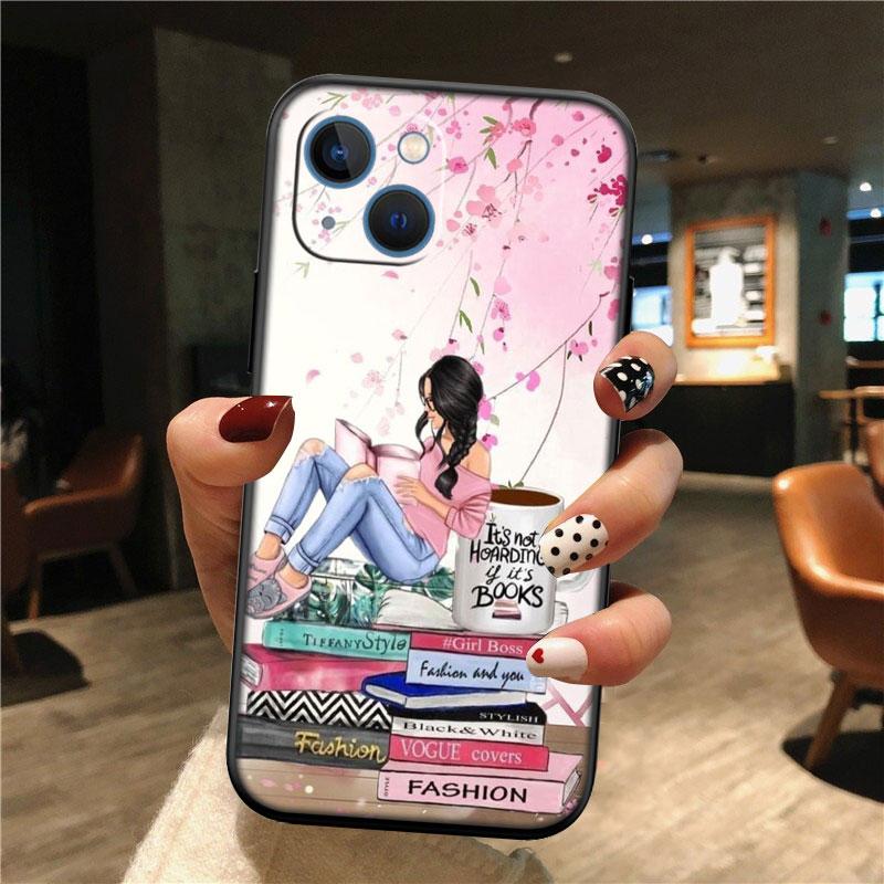 IK36 Girl Coffee Book Aesthetics Case for Samsung M06 M15 M16 M35 M55 M56 A36 A42 A50 A50S A51 A52 A32 A33 A05 A05S A06 A16 A20