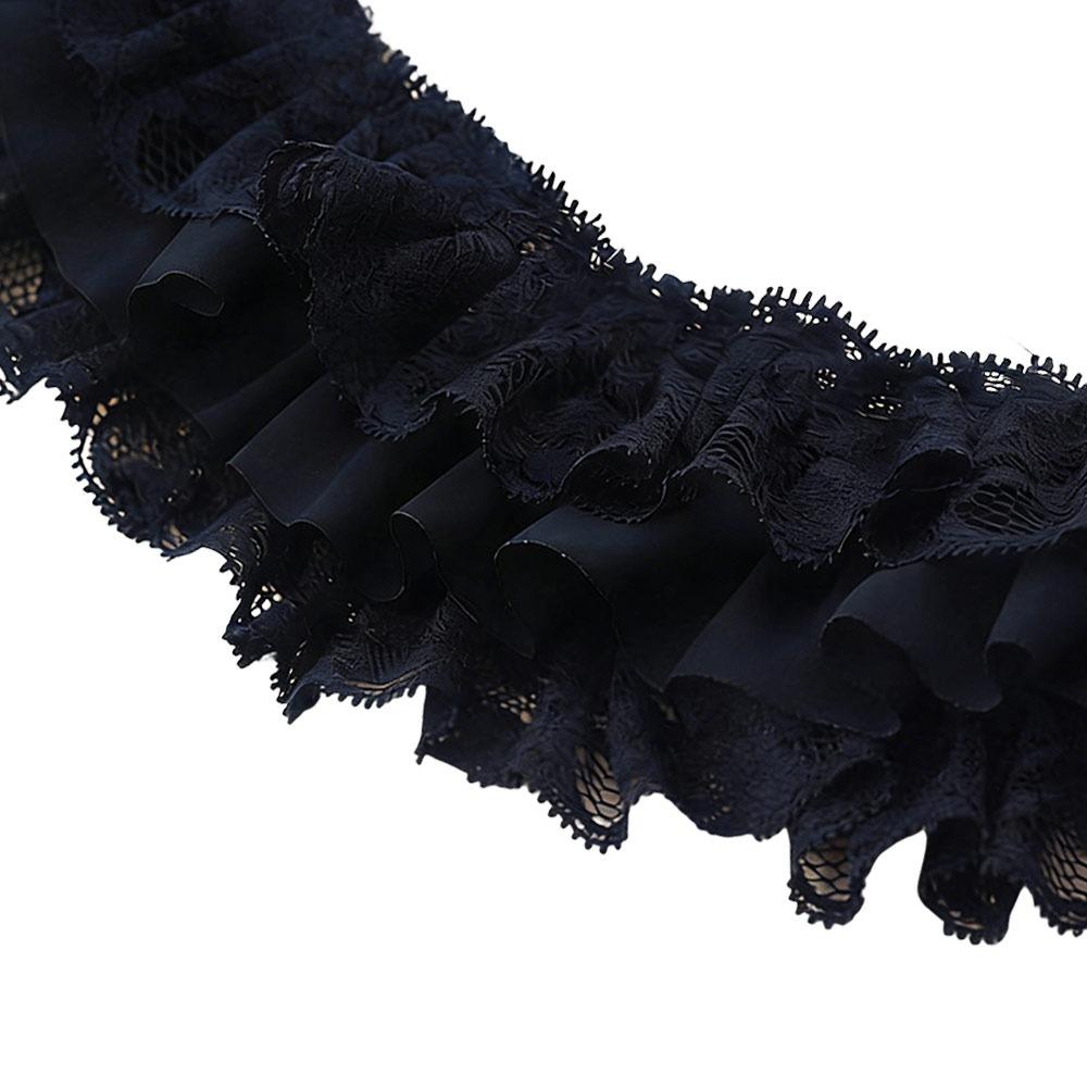 

1m Chiffon Pleated Fabric 10cm Wide Embroidered Ruffle Trim Apparel Curtains Sewing Decor чёрный