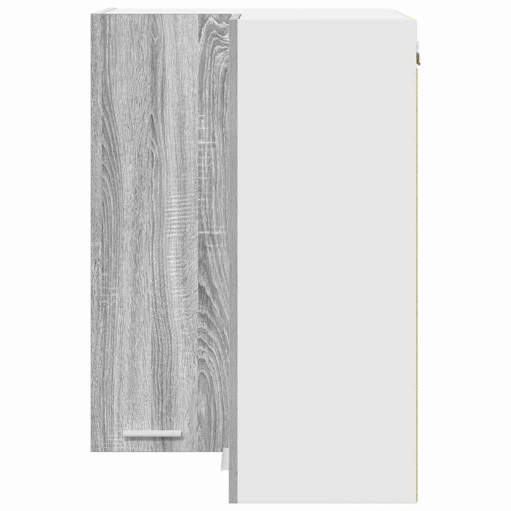 Hanging Corner Cabinet Grey Sonoma and White 57 X 57 X 80 Cm Particleboard