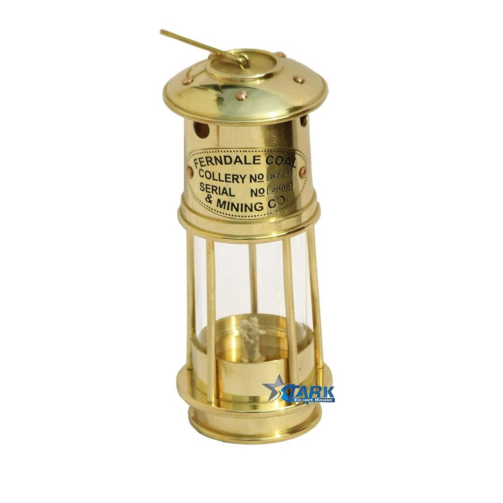 Brass Table Lantern Glass Oil Lamp Home Decoration (7 Inch)